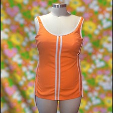 Bright orange vinatge Jantzen swim dress 16
