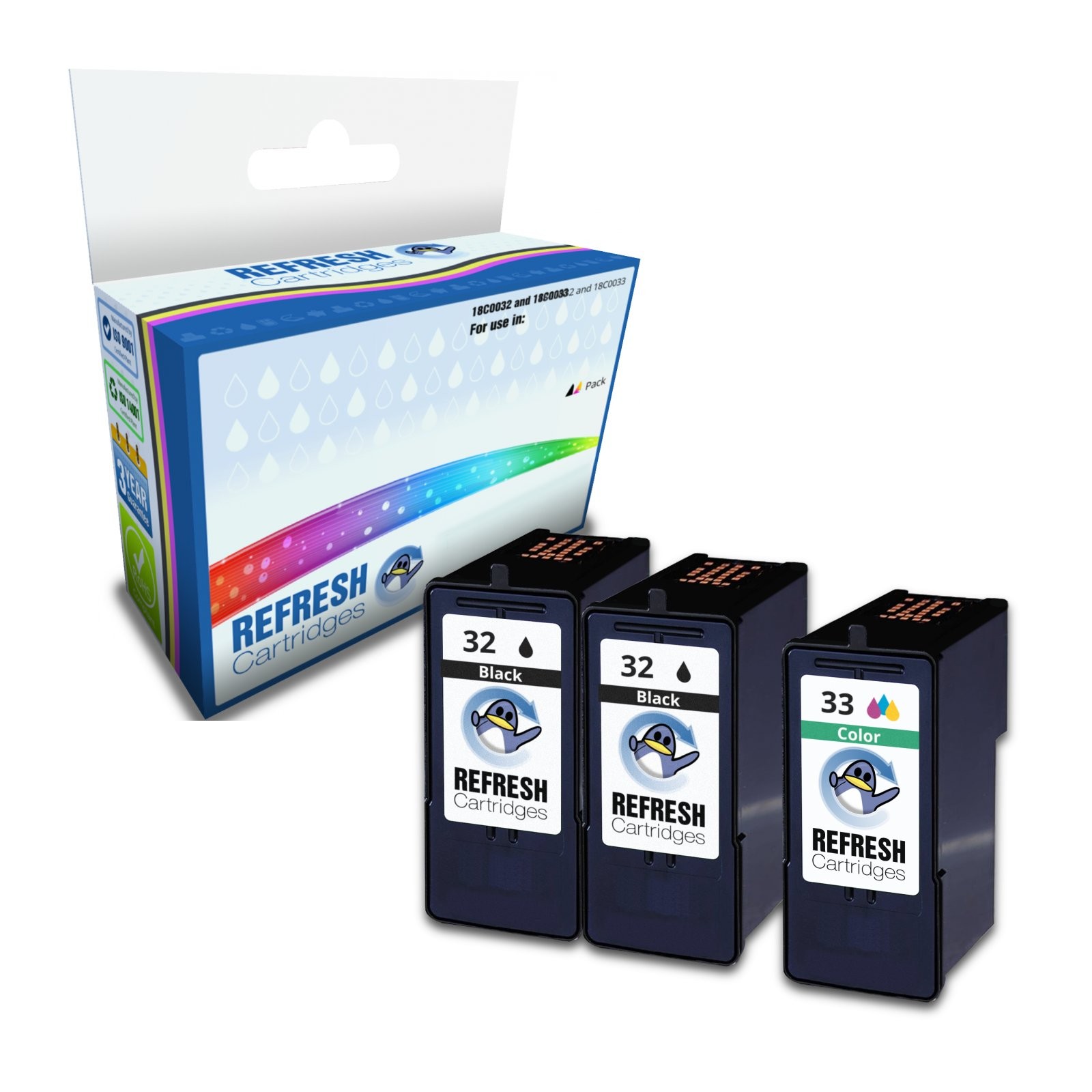 Refresh Cartridges Value Pack 2x#32/1x#33 Ink Compatible With Lexmark Printers