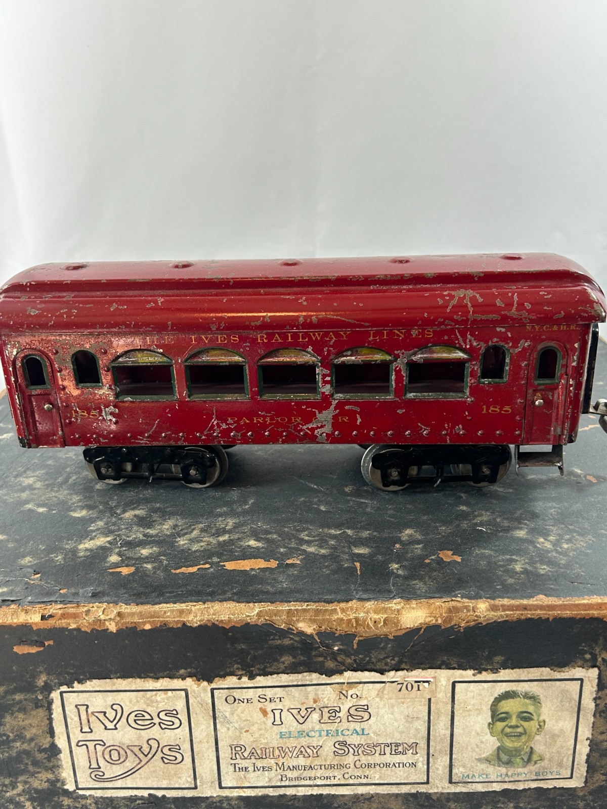 Ives 701 Train Set 3242 Loco + 184 185 186 Cars w/ Transformer Box 1922  Works