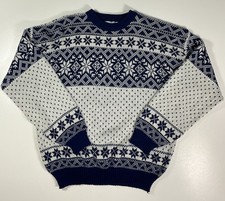 Vintage Puritan Snowflake Sweater Sz L. Winter Skiing Fair Isle Grandpa 80s