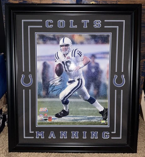 Peyton Manning SIGNED 28x32 Framed AUTOGRAPHED 16x20 Photo Fanatics Colts AUTO