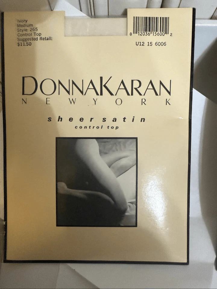 批量 6 件 Donna Karan 女式透明缎面连裤袜控制上衣象牙色中号全新带标签 — 第 4/4 张图片