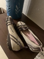 Champion Y2K Ballet Flats Sz 5.5 Pink Gray Textile Multi Cross Straps Sporty