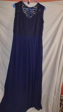 NWT MIUSOL XXL Navy Lace Chiffon Maxi Dress Women Formal Evening Occasion