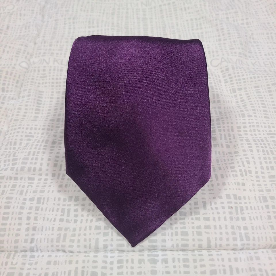 Ralph Lauren Etiqueta Púrpura Sólido Púrpura Satén Hecho a Mano Seda Corbata Inglaterra Foto 2 de 4