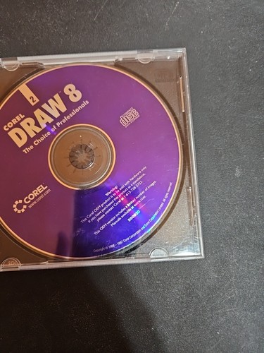 CD de software de edición de gráficos Corel Draw 8 1997 vintage Windows 95 y NT - Imagen 3 de 4