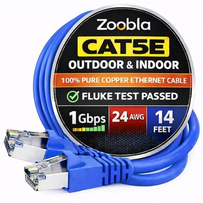 Cat5e UTP Ethernet Patch Cable, 100% Pure Copper LAN Cable, RJ-45 Connectors, 10