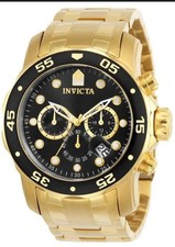 Invicta Pro Diver SCUBA Wristwatch Gold Stainless Steel Black 48mm