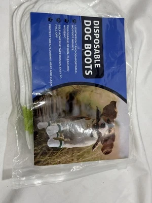 8 Pack Cloth Dog Boots Disposable Large White 1.5-1.4 Inch - Image 1 of 2