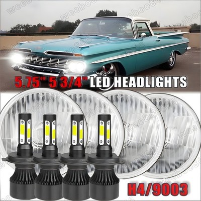 4pcs 5.75'' 5-3/4 LED Headlight H4 6500K Hi/Lo Beam For Chevy Chevelle Impala GMC