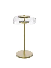 Tzumi Atmosphere 16.5 in. LED Clear Hooded Shade Bronze Retro Table Lamp