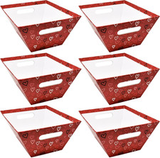 6 Pack Valentine Gift Baskets 8" X 10" Rectangle Heart Design Empty Gift Basket