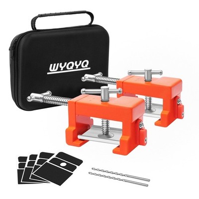 2 Pack Cabinet Clamps with Protective Case & Drill Bit - Heavy Duty Face Fram...