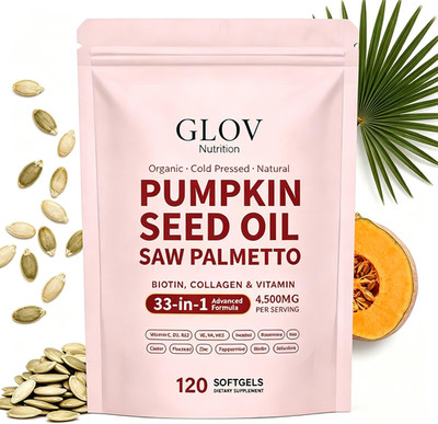 Pumpkin Seed Oil Softgels Saw Palmetto Biotin Collagen Castor Flaxseed Exp 12/28