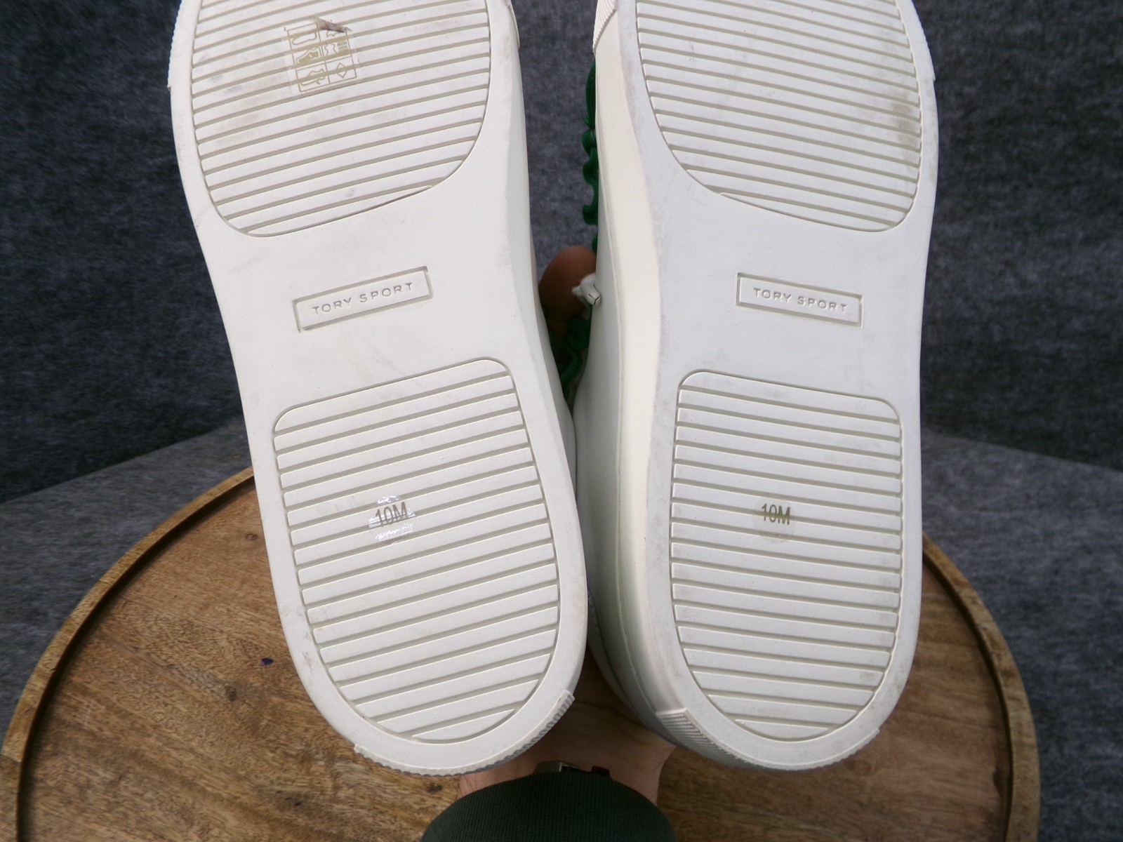 Tory Burch Sport Ruffle Sneakers Women's Size 10 M White Green Leather Shoes thumbnail 9