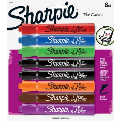 Flip Chart Markers BulletTip LowOdor 8Count Assorted Colors School Ofice Teacher