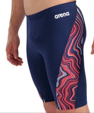 Arena Marbled Swim Jammers Bottom Navy Blue Red Competition Wear - Men s US 32