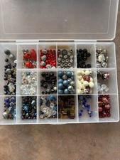 Glass Beads Lot Organizer Box Multicolor Mixed Shapes Jewelry Making Craft DIY