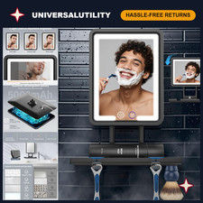 Fogless Shower Mirror for Shaving with Light, 360 Adjustable, Anti-Fog Design