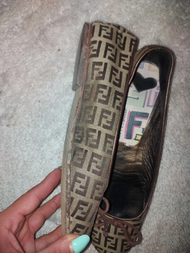 Fendi Ballerine Artigianali 38 Scarpe Shoes Tessuto Fendi Scarpe - Imagen 4 de 4