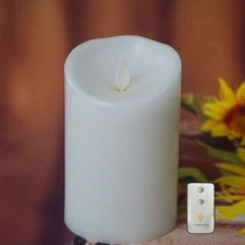 3.5"x5" Luminara Flameless Pillar Candles Moving Wick Wax Scented Remote white 