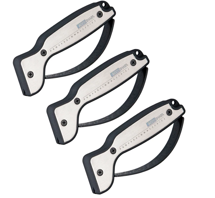3 PACK AccuSharp Pro Tool Knife Reversible Tungsten Carbide Sharpeners w/ Rubber