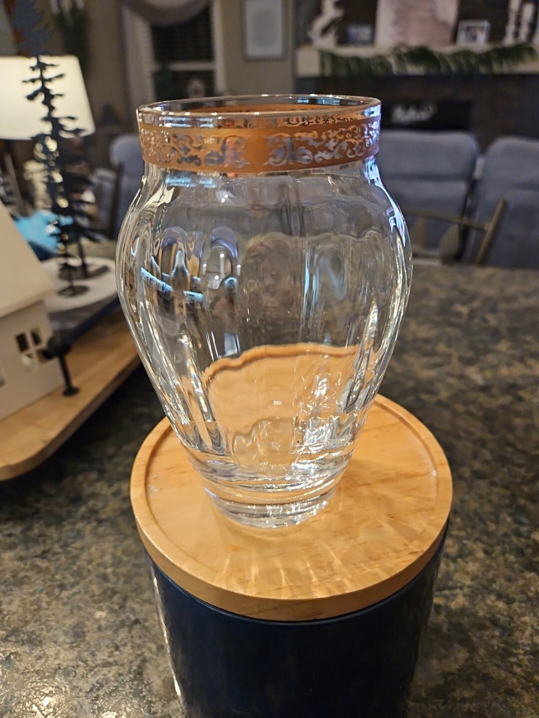 VINTAGE LENOX AUTUMN CRYSTAL VASE 24 KT GOLD BAND