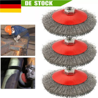 3x Kegelbürste Scheibenbürste 115mm Drahtbürste M14 Bürste Winkelschleifer.