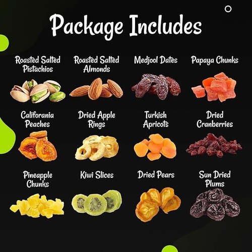 1 lb 8.5x8.5 Oh Dried Fruit & Nuts Gift Basket Assorted Holiday Snack treat Box - Picture 5 of 7