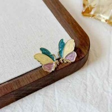 Elegant Asymmetric Enamel Butterfly Stud Earrings for Women Zinc Alloy
