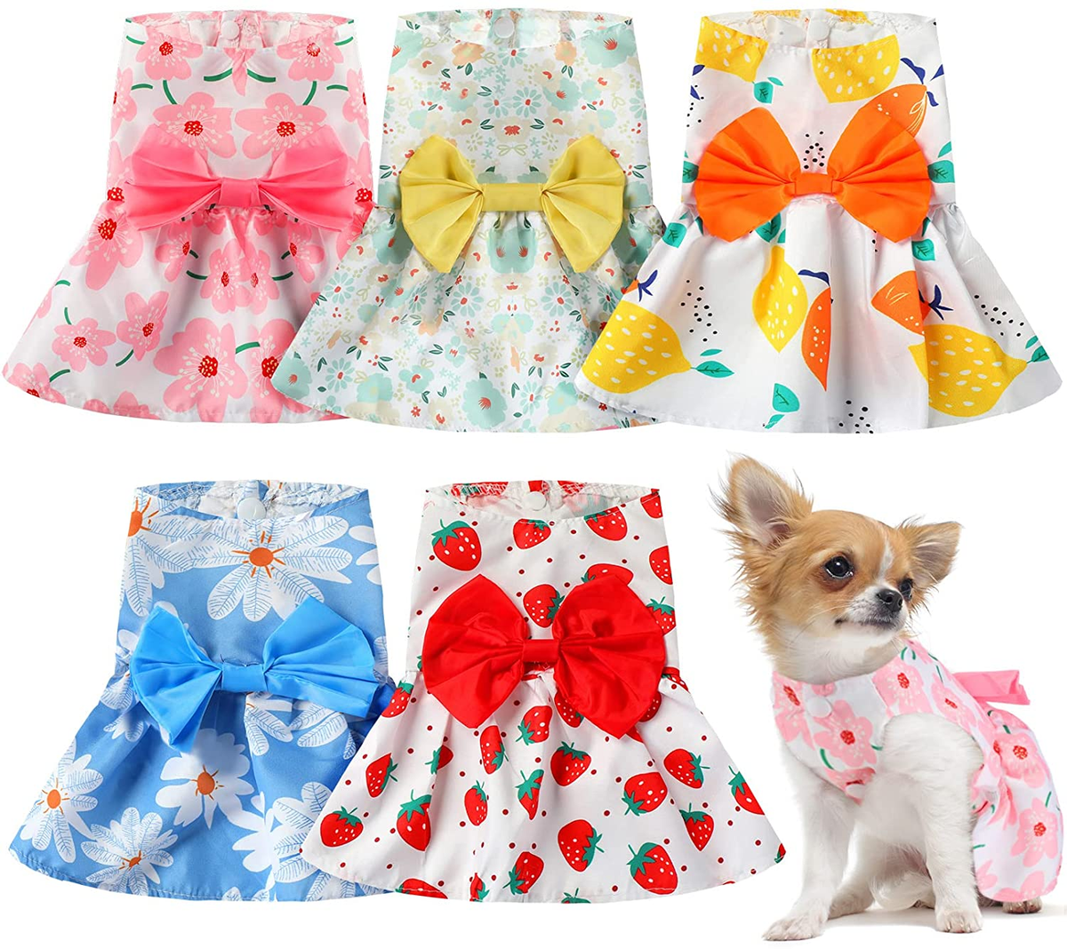 white christmas dresses Doggie Design Blue Daisy Dog Dress with Matching Leash (Medium) main image 1