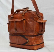 Leather Genuine Bag Travel Men Duffle Gym Luggage Vintage Weekend Overnight bag