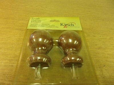 NEW Kirsch Finials Set of 2 Walnut 1-3/8'' Diam Pole 5608EG.085