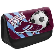 Image of Personalised Aston Villa Pencil Case Football School Stationary Bag Boys FB03