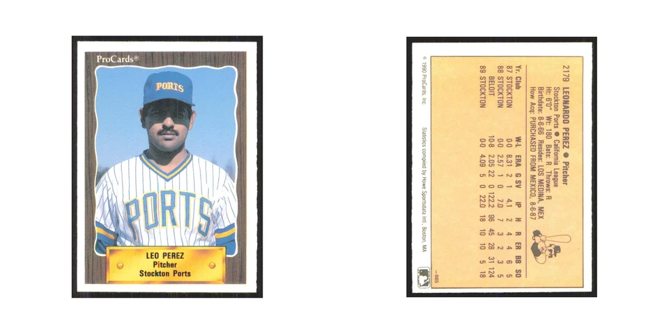 1990 ProCards Leo Perez Stockton Ports #2179 - Image 3 of 3