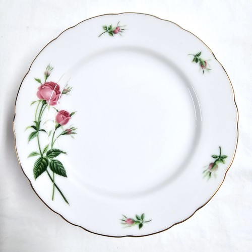 Minty! 8 Christineholm Rose Bread Plates 6 5/8" Side Plate Set Pink Roses Japan - Picture 2 of 5