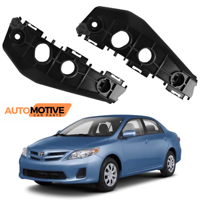 Front Bumper Retainer Bracket Set For 2009-2010 Toyota Corolla - Left & Right Black Plastic