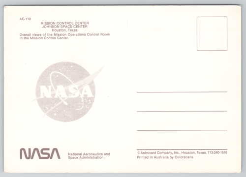 Postcard Houston TX Johnson Space Center Control NASA Continental 4x6 Vtg - Picture 2 of 2