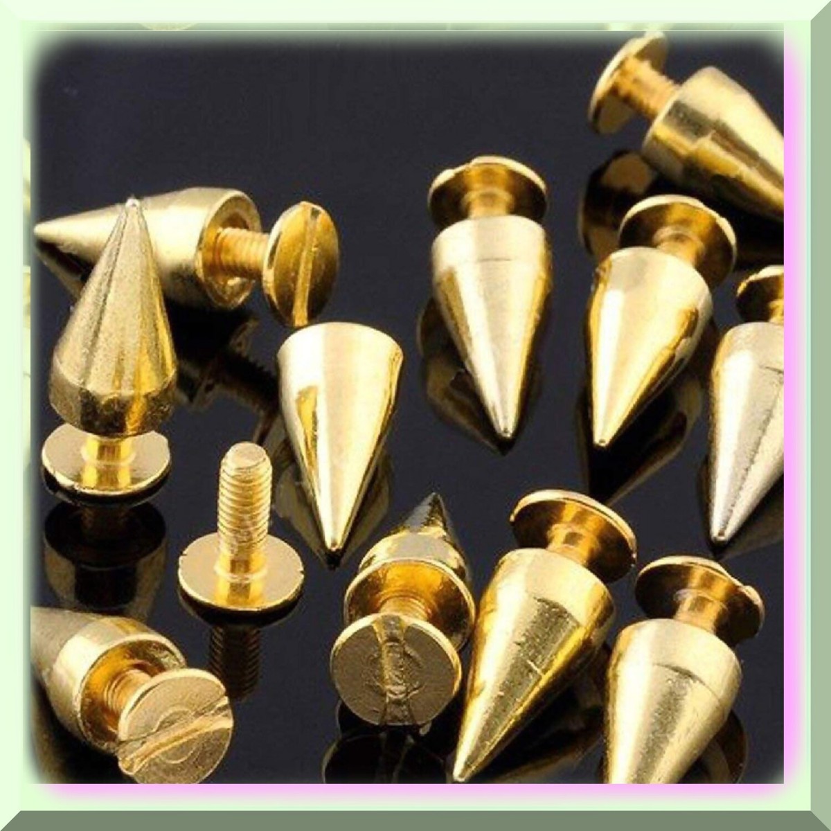 【関税&送料込】Golden Leather Stud Gold Spike Studs - 30 Sets of 13MM Metal Screw Backs for DIY
