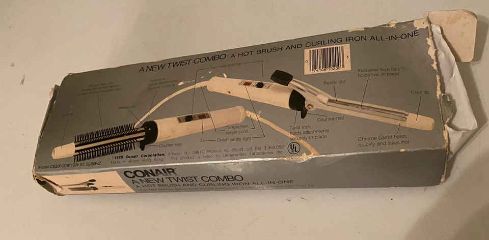 Cepillo de aire caliente vintage Conair A New Twist cepillo para rizar y peinar 1980 Foto 3 de 4