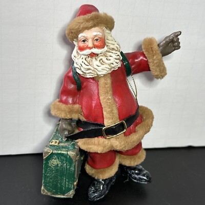 KURT ADLER Santa Homeward Bound Christmas Ornament VTG N Pole Luggage Taiwan