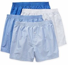 Stafford 4-Pack Men's 100 Cotton Woven Boxers Blue Assorted