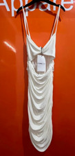 NEW Femme Luxe Slinky Ruched Cut Out Bodycon Mini Dress, White, Size 8, B14