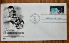 HEALTH RESEARCH  1984 SLOAN-KETTERING CANCER CENTER ARTCRAFT CACHET FDC UNADDR