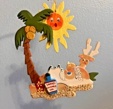 1980’s  Emgee Hawaii Sunburned Santa Christmas Ornament Palm Beach Rare 