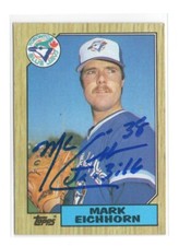 MARK EICHHORN TORONTO BLUE JAYS 1987 TOPPS   IP/TTM AUTOGRAPH AUTO