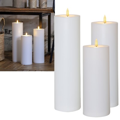 XL Outdoor Led Kerze mit Timer & Sensor 3D Flamme Garten Balkon Terrasse Außen
