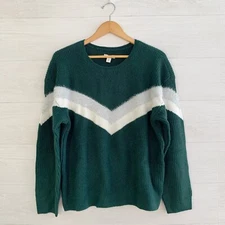 NWT Nine West - Dark green fuzzy ribbed chevron sweater, XL