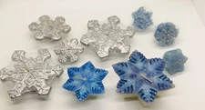 Snowflake Floating Candle Lot Of 9 Silver Blue