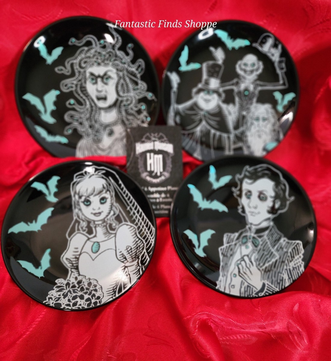 Disney Haunted Mansion Appetizer Porcelain Plate Complete Set of 4